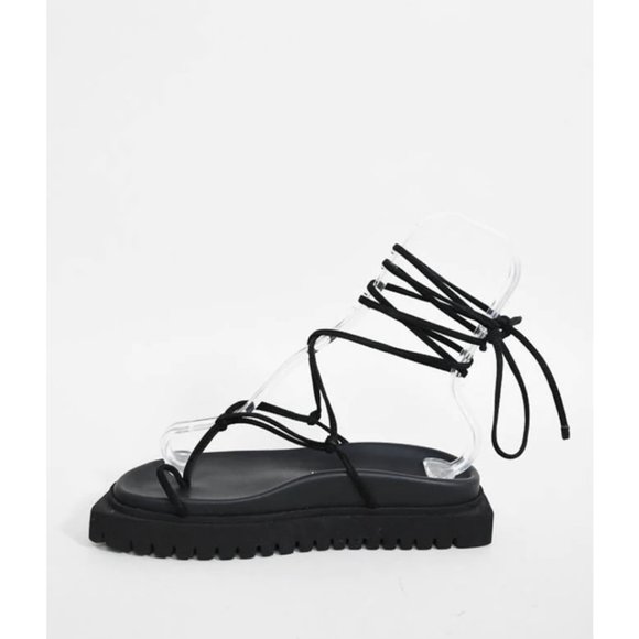 The Attico Black Strappy Platform Sandals Size 37 - Picture 4 of 11